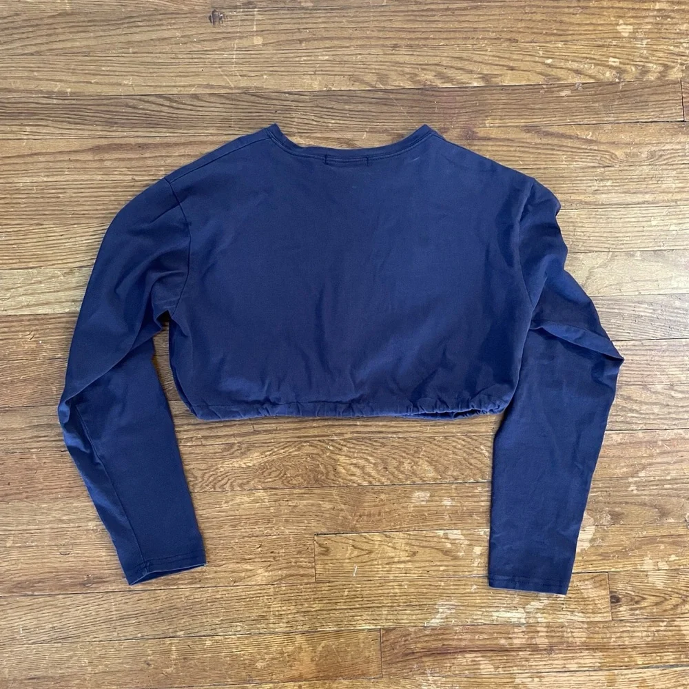 Adika Blue Long Sleeve Casual Crop Top - Picture 2 of 4